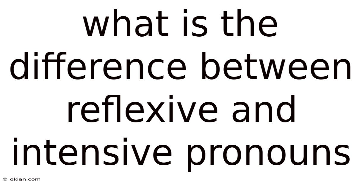 What Is The Difference Between Reflexive And Intensive Pronouns