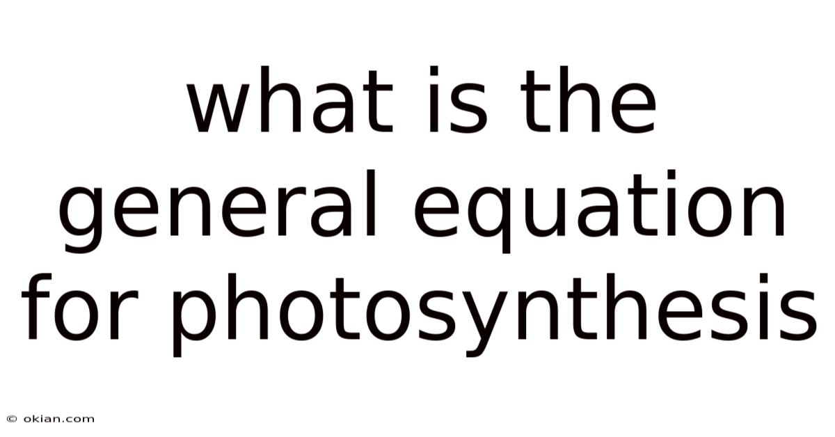 What Is The General Equation For Photosynthesis
