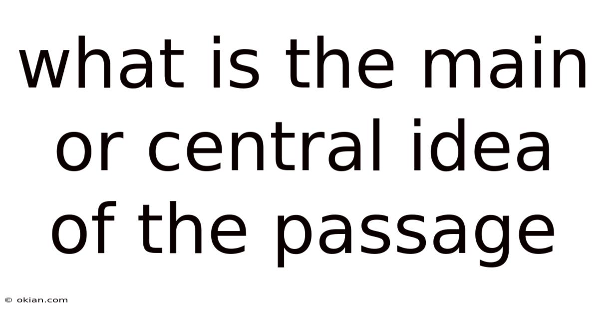 What Is The Main Or Central Idea Of The Passage