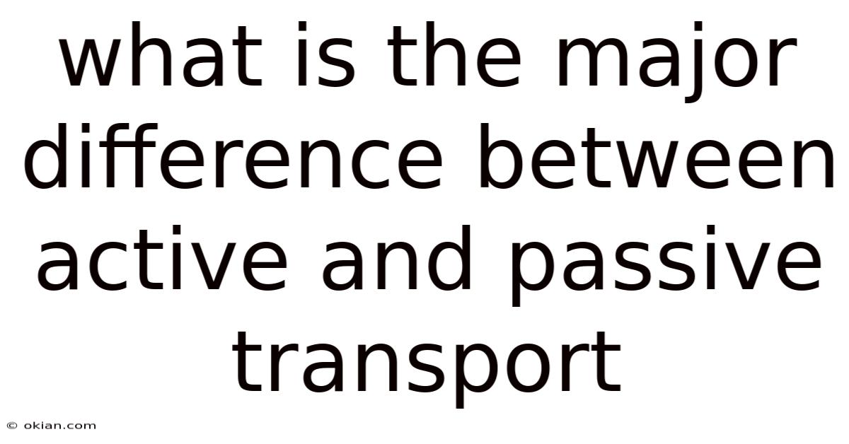What Is The Major Difference Between Active And Passive Transport