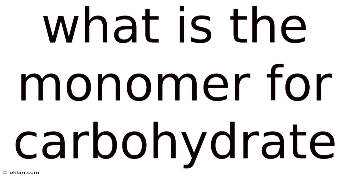 What Is The Monomer For Carbohydrate