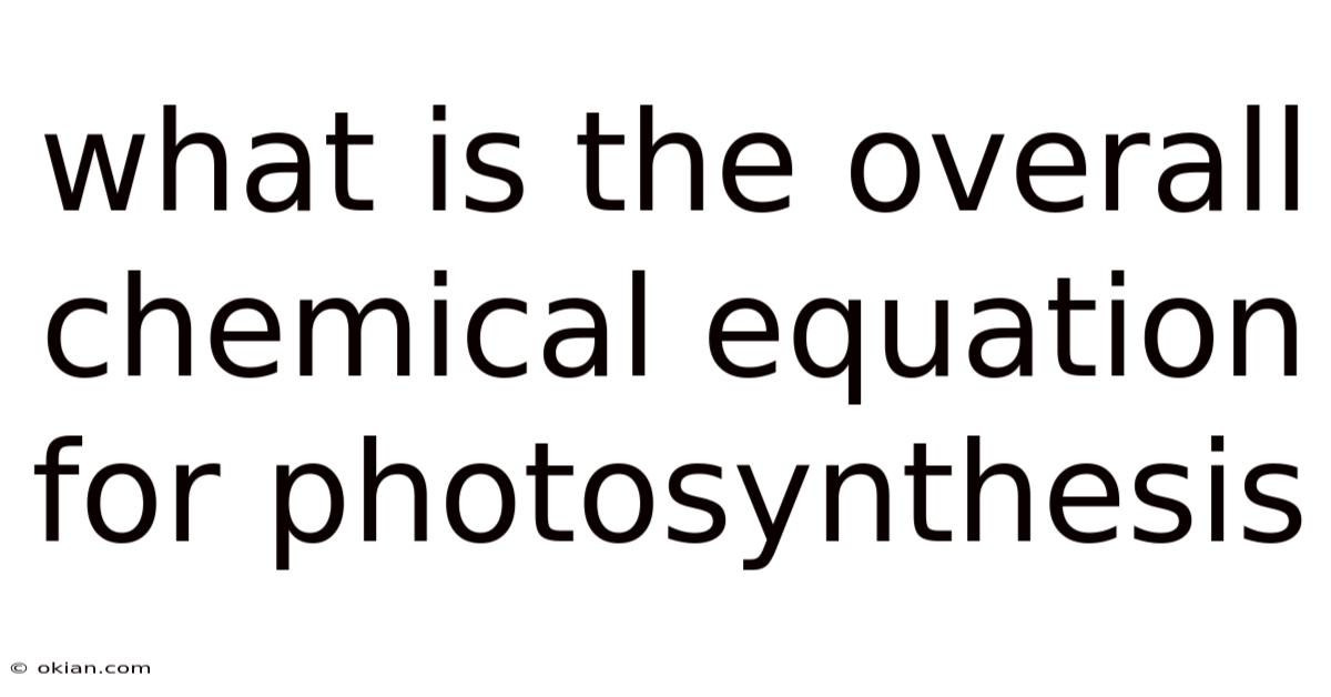What Is The Overall Chemical Equation For Photosynthesis