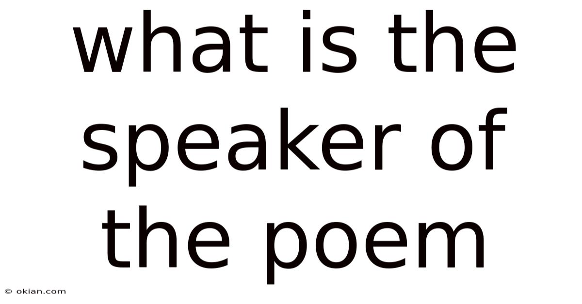 What Is The Speaker Of The Poem