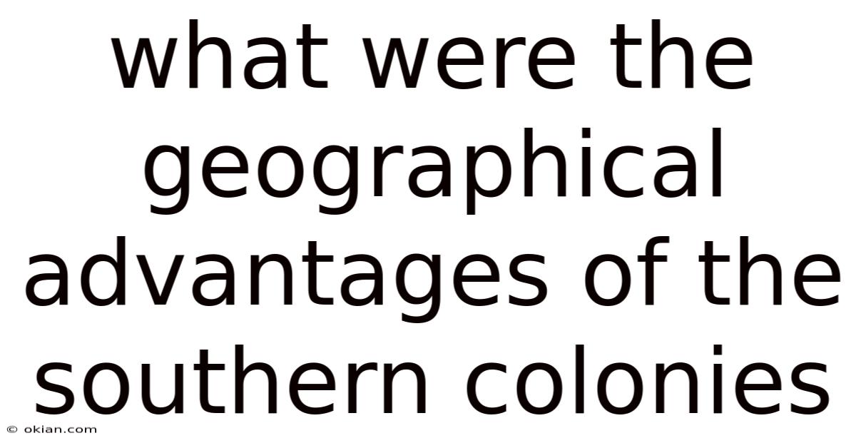 What Were The Geographical Advantages Of The Southern Colonies