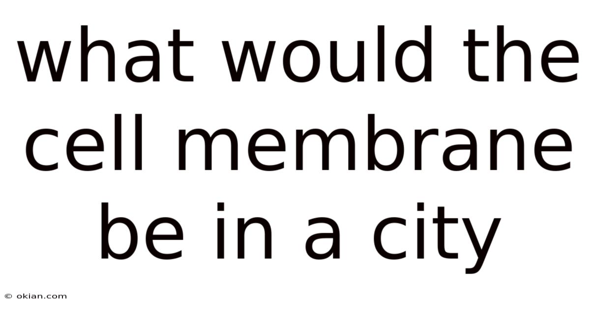 What Would The Cell Membrane Be In A City