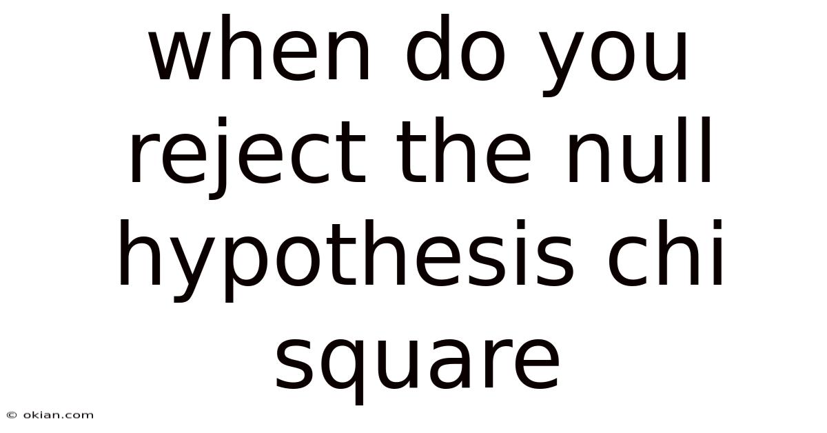 When Do You Reject The Null Hypothesis Chi Square