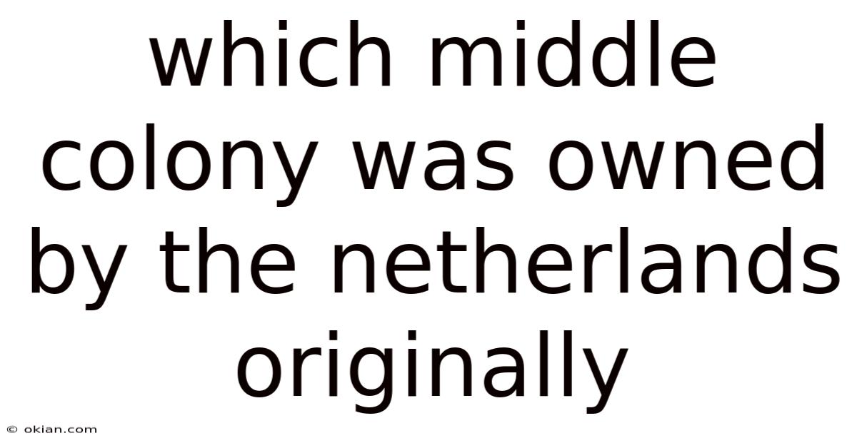 Which Middle Colony Was Owned By The Netherlands Originally