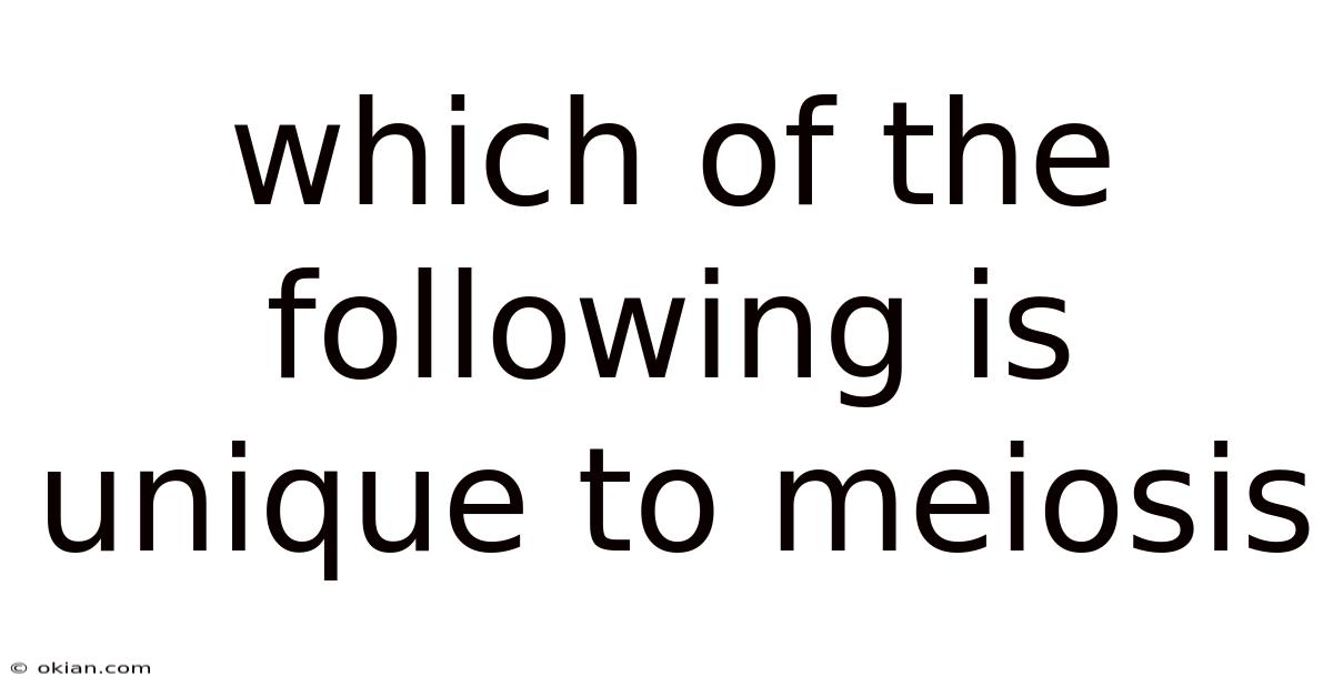 Which Of The Following Is Unique To Meiosis